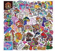 Adkumil 50Pcs Cartoon Mushroom Stickers, Multicolor Vinyl Waterproof Stickers for Water Bottles, Skateboard Phone Laptop, Kids Teens Girls