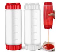 ADLABLD 2Pcs Squeeze Bottles Refillable 20 oz, Condiment Squeeze Bottles for Sauces, Multipurpose Squirt Bottle for Sauces Ketchup Sour Cream Self Sealing Syrup Dispenser for Restaurants