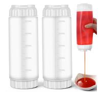 ADLABLD 2Pcs Squeeze Bottles Refillable 20 oz, Condiment Squeeze Bottles for Sauces, Multipurpose Squirt Bottle for Sauces Ketchup Sour Cream Self Sealing Syrup Dispenser for Restaurants