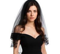 ADLABLD Black Lace Veil Bridal Wedding Veils Halloween Veil Gloves Floral Lace Bridal Veil's Church Mantilla Catholic Veils