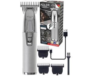 Adler AD 2836s Professional Metallic Trimmer, 100 W, Hair Scissors, Hair Trimmer, Silver