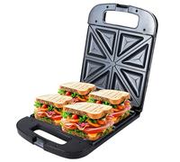 Adler AD3055 AD 3055 XXL Maker 2000 W with Fireguard Handle, 4 Sandwiches, Toaster with Sturdy Rubber Foot, feet, Black