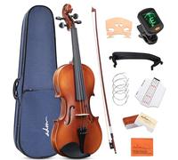 ADM 1/4 Size Wood Violin Set for Kids Teens Students Adults Beginner Acoustic Violin Matte Fiddle Starter Kit with Hard Case, Rosin, Shoulder Rest, Bow, Clip-on Tuner and Fingerboard Sticker