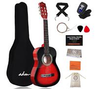 ADM 3/4 Size Kids Classical Guitar Kit, Junior Guitar Set for Beginners aged 9+ with Bag, Clip on Tuner, Strap, Picks, Extra Strings, Storage Bag and Cleaning Cloth(Peachy Red)