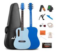 ADM Acoustic Guitar Beginner Kit for Teens Adults 38" Steel-String Dreadnought Acustica Guitarra Bundle with Online Lesson Starter Set Package with Bag, Strap, Picks, Capos, Kazoo, Blue