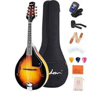 ADM Acoustic Mandolin Instrument Kit Music A Style for Kids Students Adults Wood Mandolins Beginner Set With Bag, Tuner, EQ, Strap, Strings, Picks and Hanger, Sunbrust
