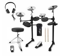 ADM Electronic Drum Set With 4 Quiet Electric Drum Mesh Pads, 180+ Sounds, Electric Drum Kit For Beginngers with 2 Switch Pedals, Throne, Headphones, DrumSticks, and Melodics Lessons