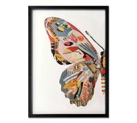 ADM 'Half Butterfly' 3D Effect Picture Made with Collage Technique, Framed and Protected by a Glass Plate, Multi-Colour, H70 cm