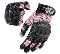 ADM Ladies Cow Hide Leather Full Finger lightweight Summer Motorbike Driving Climbing Hiking Riding Racing Sports Gloves for Ladies in 4 elegant colors 9001 LDY (9001 Pink LDY, S)