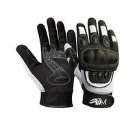 ADM Motorbike gloves full finger outdoor anti slip palm Ultimate Pro-biker Sports Mountain Riding Gloves (White, L)