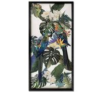 ADM 'Parrots in the Jungle 2' - 3D Effect Picture Made with Collage Technique Framed and Protected by a Glass Plate - Multi-Coloured - H100 cm