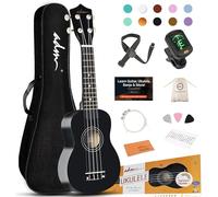 ADM Soprano Ukulele for Beginners 21 Inch Wooden Hawaiian Ukulele for Kids Adults Students Beginners Professional Ukulele with Strap and Concert Bag Etc (Black)