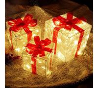 ADMAY Christmas Valentine's Day Decoration Glowing Gift Ornament With Bow Light Up Present Boxes Under Xmas Tree Luminous Outdoor Decorative
