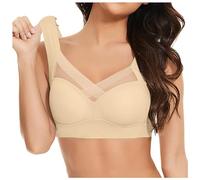 ADMAY Seamless Bra Women Posture Correcting Shaping Bra Summer Fixed Cup Large Chest Wireless Push-Up Sport Yoga Comfort Gathered Together Bra Feel-Free Fit Bralette Breathable Full Back Cover