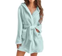 ADMAY Women Fleece Bathrobe Loungewear and Nightwear Lightweight with Hood Soft Short Flannel Sleepwear Soft Robe Gown after Bath Wrap for Girls