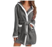 ADMAY Women Fleece Bathrobe Loungewear and Nightwear Lightweight with Hood Soft Short Flannel Sleepwear Soft Robe Gown after Bath Wrap for Girls