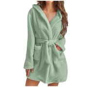 ADMAY Women Fleece Bathrobe Loungewear and Nightwear Lightweight with Hood Soft Short Flannel Sleepwear Soft Robe Gown after Bath Wrap for Girls