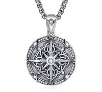 ADMETUS Compass Necklace Sterling Silver Celtic Knot Compass Necklace Pendant Jewellery Gifts for Men