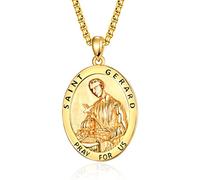 ADMETUS St Gerard Medal for Pregnancy Fertility 925 Sterling Silver 24K Gold Plated Saint Gerard Pendant Necklace for Pregnancy Fertility Protection Jewellery Religious Gifts