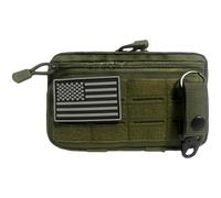 Admin Pouch, Green Utility Tool Pouch for System Vest, 8.7 x 5.3 x 2.2 in, 5.6 x 13.5 x 22 cm Polyester EDC Bag for Phone, Mini Camera, Medical Supplies, with Hook and Loop Panel