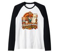 Administration Organizing the Feast Thanksgiving Office Desi Raglan Baseball Tee