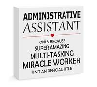 Administrative Assistant Appreciation Gifts Secretary Thank You Gift Administrative Professional Day Gift Desk Decorative Sign Wooden Block Sign for Home Office Desk Shelf Table Decor