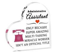 Administrative Assistant Gifts Heart Shaped Acrylic Plaque Appreciation Gifts for Secretaries Coworkers Admin Professional Day Office Receptionist Secretary New Assistant Principal Office Desk Decor