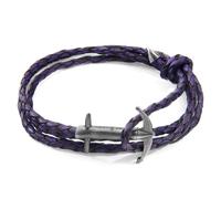 Admiral Anchor Silver and Braided Leather Bracelet ANCHOR & CREW Purple One Size
