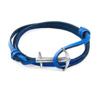 Admiral Anchor Silver and Flat Leather Bracelet ANCHOR & CREW Blue One Size