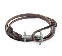 Admiral Anchor Silver and Flat Leather Bracelet ANCHOR & CREW Brown One Size