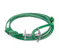Admiral Anchor Silver and Flat Leather Bracelet ANCHOR & CREW Green One Size
