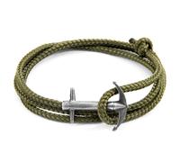 Anchor & Crew Khaki Green Admiral Anchor Silver and Rope Bracelet - No Gift Wrapping
