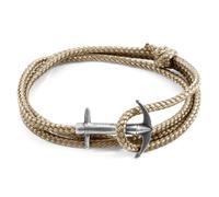 Admiral Anchor Silver and Rope Bracelet ANCHOR & CREW Light Brown One Size