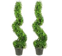 Admired By Nature 3' Artificial Boxwood Leave Spiral Topiary Plant Tree, Green