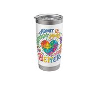 Admit It Different Minds Make The World Better Autism Aware Stainless Steel Insulated Tumbler