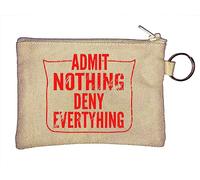 Admit Nothing Deny Everything Key Chain Coin Purse Beige