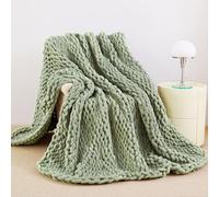 Admitrack Chunky Knit Blanket Throw, 100% Hand Knit Chenille Throw Blanket for Sofa & Home Decor, Soft and Cozy Knitted Throw Blankets (Sage Green, 60""x80""), XNR010