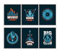 Admmixoo Retro Music Wall Art Vintage Rock Festival Music Party Canvas Prints Vinyl Records Store Musical Guitar Cassette Poster Picture Decor for Studio (Vintage Rock Posters, 11"x14" UNFRAMED)