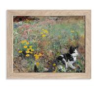 Admmixoo Vintage Oil Painting Canvas Prints Famous Painter Classic Landscape Poster Decor Paintings Wall Art Prints Retro Gallery Wall Decor (Cat on flowerbed, 36L x 28W cm, Framed)