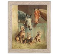 Admmixoo Vintage Oil Painting Canvas Prints Famous Painter Classic Landscape Poster Decor Paintings Wall Art Prints Retro Gallery Wall Decor (Animal Friendship, 36L x 28W cm, Framed)