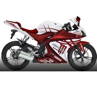 ADMOTO ABS plastic Motorcycle Injection Pre-Drilled Hole Cowl Fairings Bodywork Kit Complete Set For YZF-R125 (A (White+Red), 2014-2018)