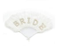 Admygo 1 Piece Folding Hand Fan For Bride, White Feather Hand Fans, Handheld Fan, Wedding Fans For Dancing, Cosplay, Wedding Party, Birthday Gifts
