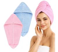 Admygo 2Pcs Microfiber Hair Towel, Ultra-Absorbent Lightweight Head Towel