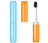 Admygo 2pcs Travel Toothbrush Case, Toothbrush Cover for Travel with Drain Hole, Matte Orange Blue Toothbrush Case Storage Box for Travel Camping School Business