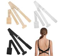 Admygo 3 Pairs Bra Extender, 3 Rows 2 Hooks Bra Strap Extender, Elastic Low Back Bra Converter, Soft, Comfortable Bra Band Extender for Women, Black/White/Skin