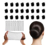 Admygo 30PCS Thick Mesh Invisible Hair Nets with U-Shaped Clips, 50CM Black Elastic Hair Nets for Buns, Reusable Hair Nets for Women Men Catering Hospital