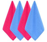 Admygo 4PCS Bamboo Charcoal Fiber Face Cloths,10 x 10 inch Microfibre Face Cloth, Reusable baby flannels, Makeup Remover, Facial Cleansing for Daily Face Washing Makeup Removal and Home Use Red, Blue