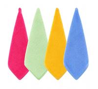 Admygo 4PCS Bamboo Charcoal Microfibre Face Cloths 10x10 inch, Reusable Baby Flannels Makeup Remover, Facial Cleansing for Daily Use - Red, Green, Yellow & Blue