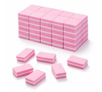 Admygo 50 pcs Nail Buffer Blocks Mini Nail Buffer 100/180 Grit EVA Sanding Block Nail Files for Gel Acrylic Natural Nails Manicure Tools Salon Home Use, Pink
