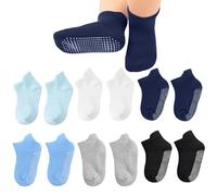 Admygo 6-Pair Anti-Slip Solid Color Grip Socks for Boys Size M 1-3 Years, Toddler Kids Non-Skid Socks, Soft Cotton Infant Anti-Slip Socks for Active Infants